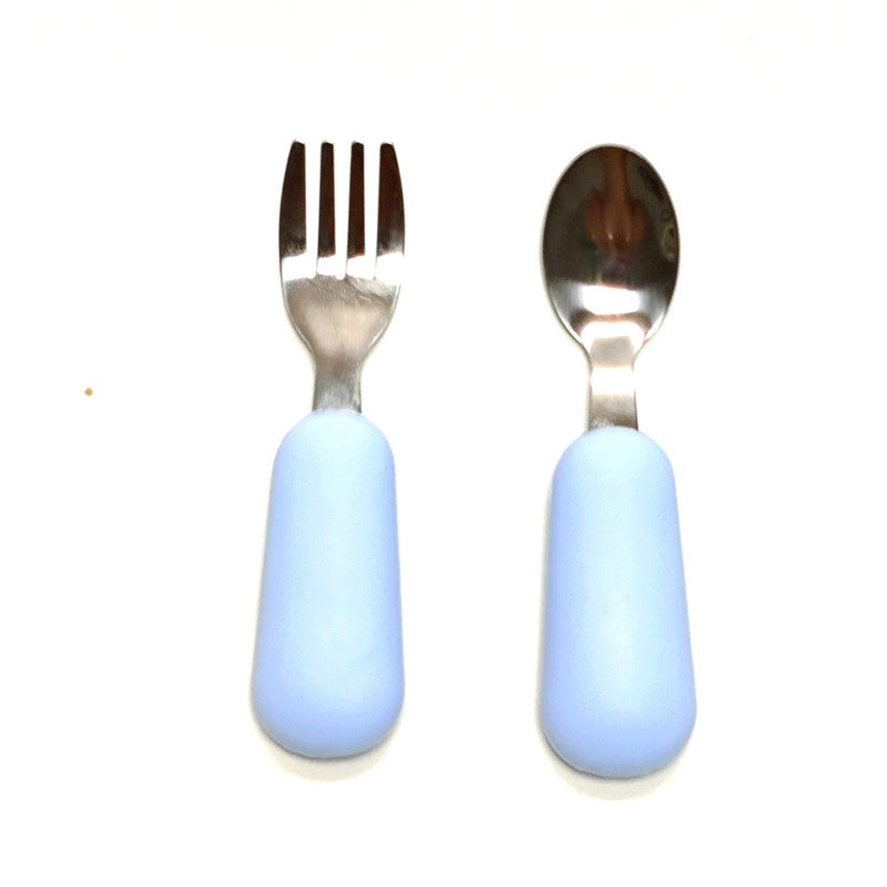 Cubiertos para Bebés y Niños de Acero Inoxidable y Silicona Libre de BPA