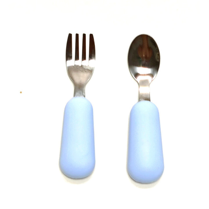 Cubiertos para Bebés y Niños de Acero Inoxidable y Silicona Libre de BPA