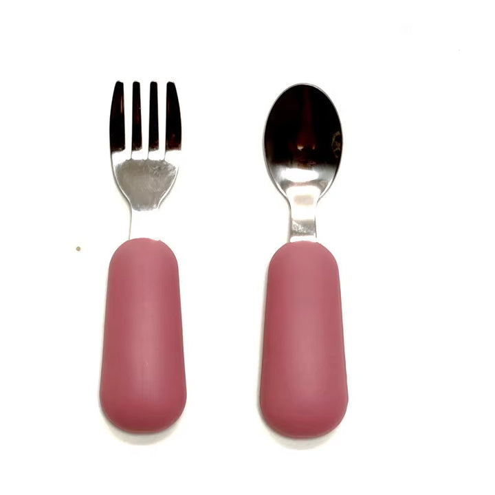 Cubiertos para Bebés y Niños de Acero Inoxidable y Silicona Libre de BPA